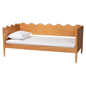 Baxton Studio Malaya Modern Oak Brown Wood Twin Daybed with Scalloped Edges